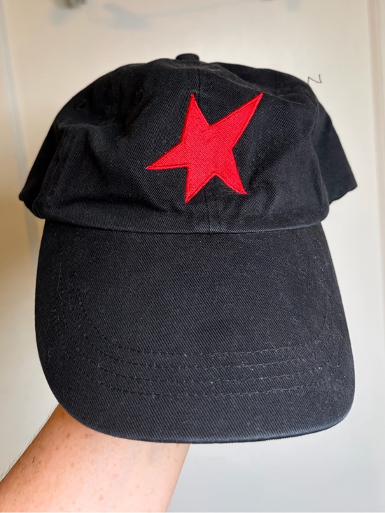 Accessories - Black Baseball Cap with Red Star Embroidery